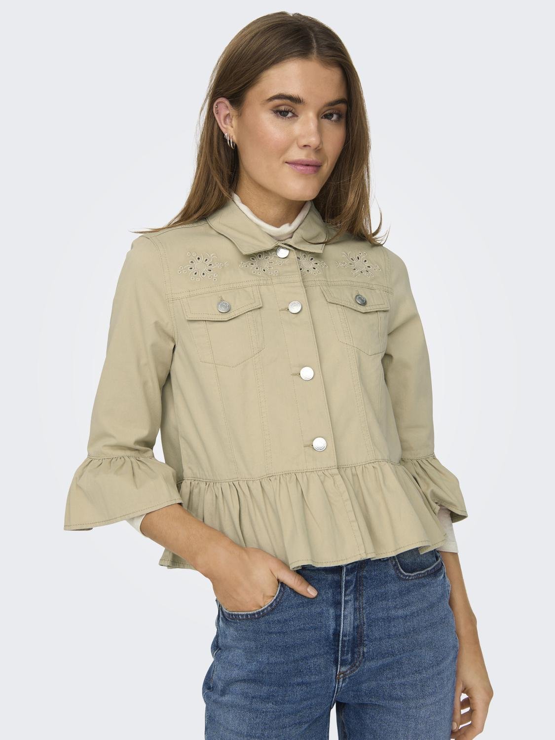 ONLVALERIE 3/4 EM FRILL JACKET PNT